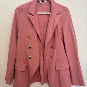 Rose Pink Double-Breasted Blazer Jacket